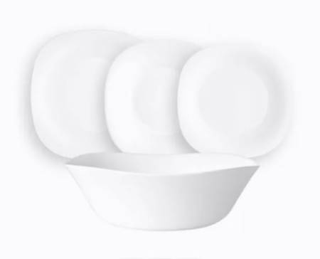 Seturi farfurii - Set vesela opal alb Atlas 19 piese farfurii si bol