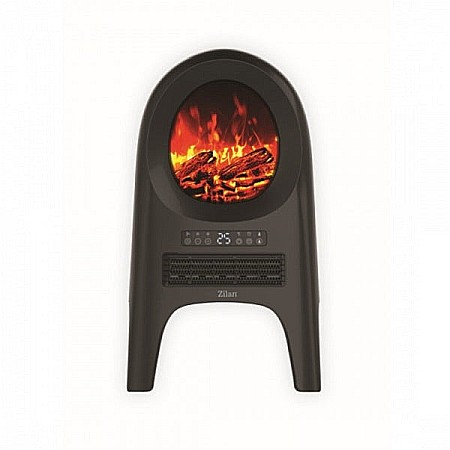 Aparate Electrocasnice - Aeroterma ceramica tip semineu Zilan ZLN5664 Neagra, cu animatie, telecomanda, putere 2000W