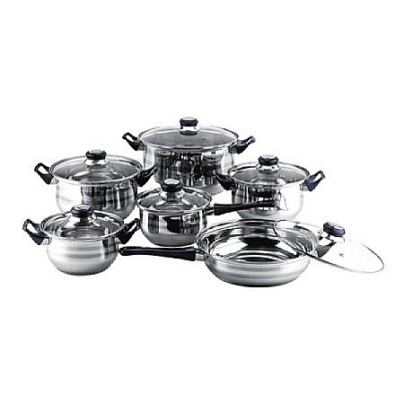 Vase din bucatarie - Set oale inox 12 piese ZLN-4038, Potrivit pentru toate sursele de caldura, inclusiv inductie, Floria