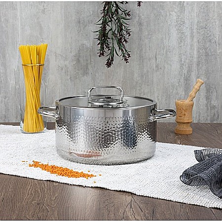 Vase din bucatarie - Cratita din inox Zilan ZLN1320, 4.5L, Diametru 24 cm, Manere nituite, Compatibil gaz, inductie & electric, Compatibil masina de spalat vase