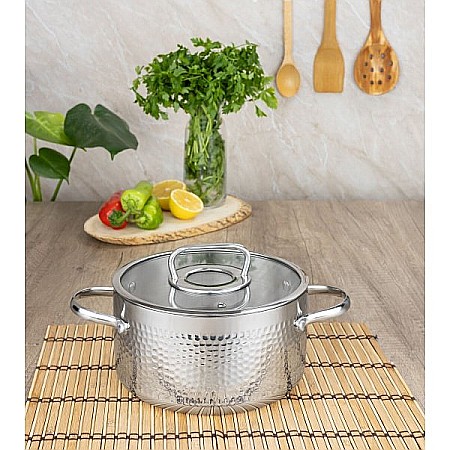 Vase din bucatarie - Cratita din inox Zilan ZLN1313, 2.5L, Diametru 20 cm, Manere nituite, Compatibil gaz, inductie & electric, Compatibil masina de spalat vase