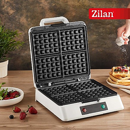 Aparate Electrocasnice - Aparat de facut gofre Zilan ZLN2939 Alb, 1200W, 4 felii, indicator led