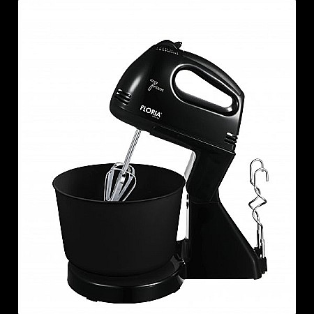 Electrocasnice - Mixer cu bol Floria ZLN-7574 Negru, 7 viteze, Bol plastic 2 Litri, Putere 150W,