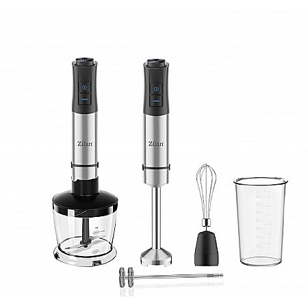 Aparate Electrocasnice - Mixer vertical 5 in 1 Zilan ZLN3939, Putere 1200W, 12 trepte de viteza, Functie Turbo, Afisaj digital, Inox