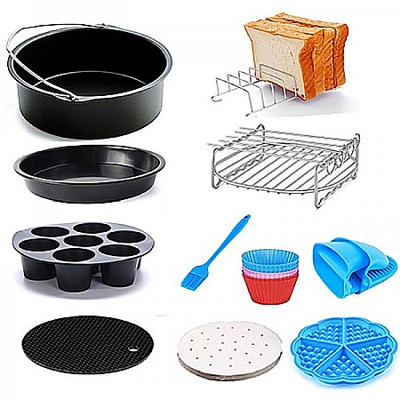 Aparate Electrocasnice - Set de 11 accesorii Zilan ZLN8016 pentru friteuza cu aer, diametru 18 cm