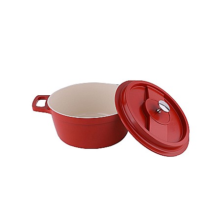 Aparate Electrocasnice - Oala cu capac ZILAN, din ceramica, diametru 28cm, capacitate 5l, rosu / ZLN 0903