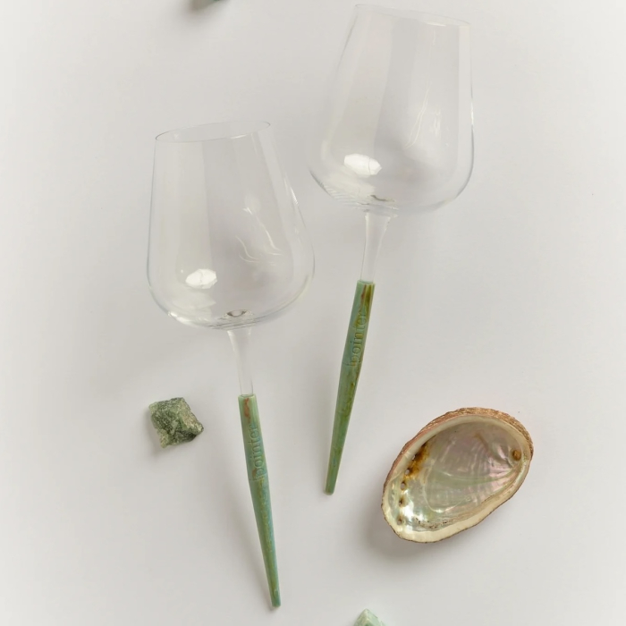 Set pahare vin alb/rose pentru picnic, scoica Abalone [1]