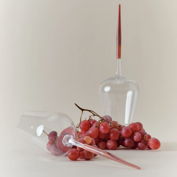 Set pahare vin alb/roze pentru picnic, roz perlat [1]