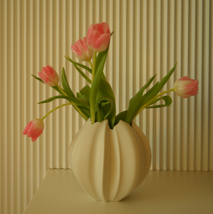 Vaza medie alba Flowers & Leaves [2]