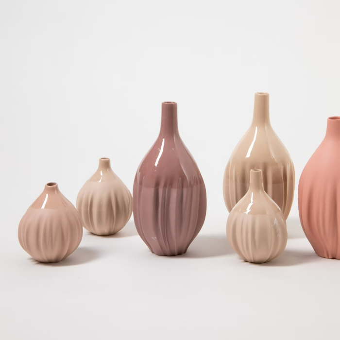 Vaza mica bej Flowers & Leaves [2]