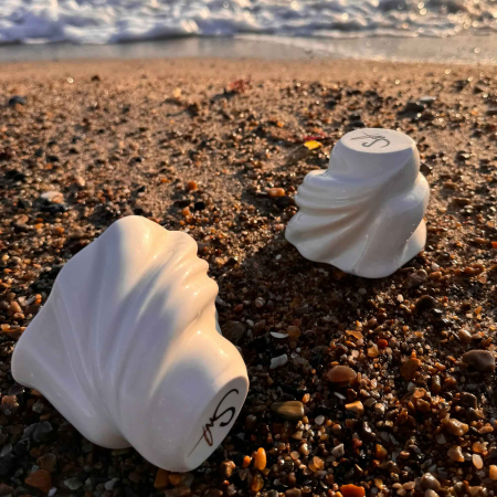 Cesti cafea lucrate manual din portelan alb design valuri [2]