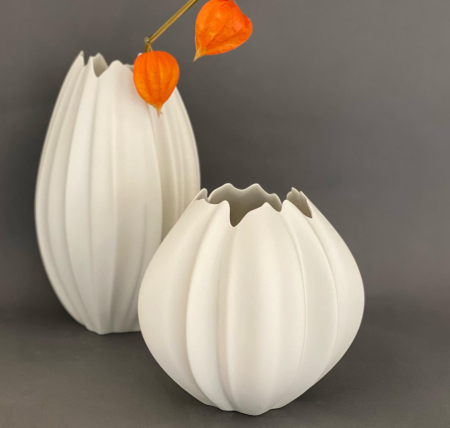 Vaza medie alba Flowers & Leaves [2]