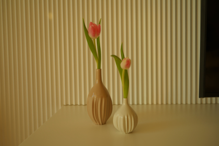 Vaza mica bej Flowers & Leaves [2]