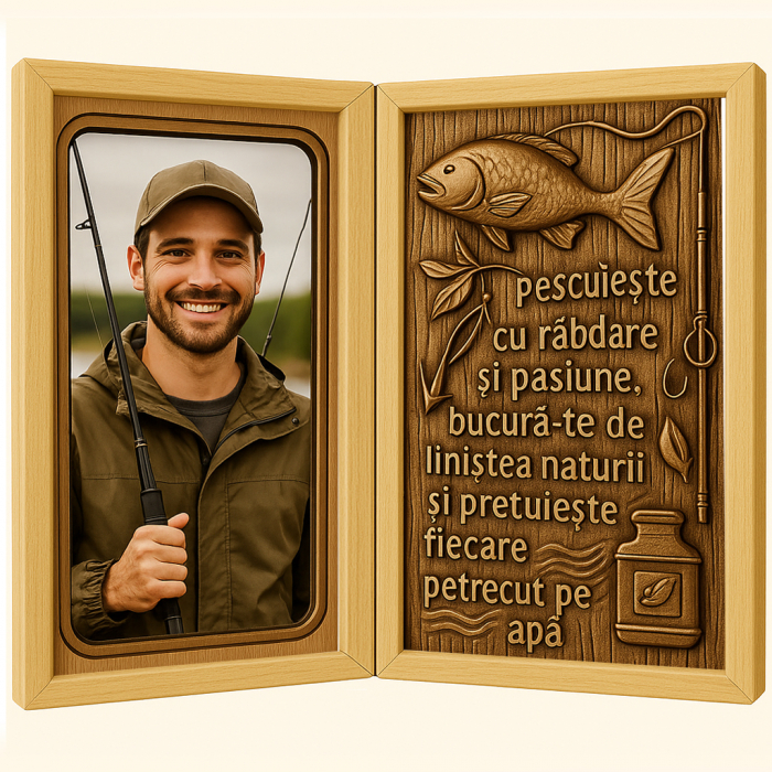 Tablou Personalizat din Lemn Tip Carte pentru Pescar [1]