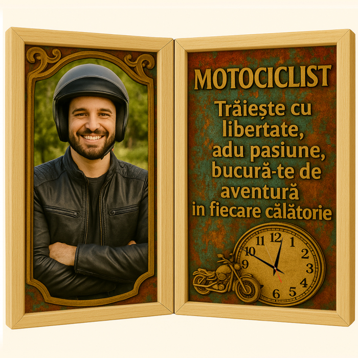 Tablou Personalizat Cadou Motociclist-Ceas Functional [1]