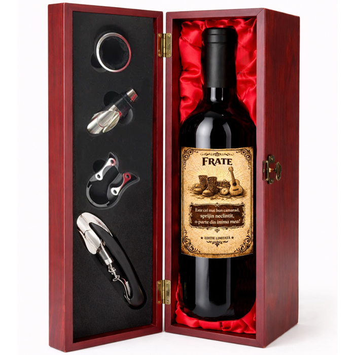 Cutie cadou cu vin personalizat pentru frate [2]