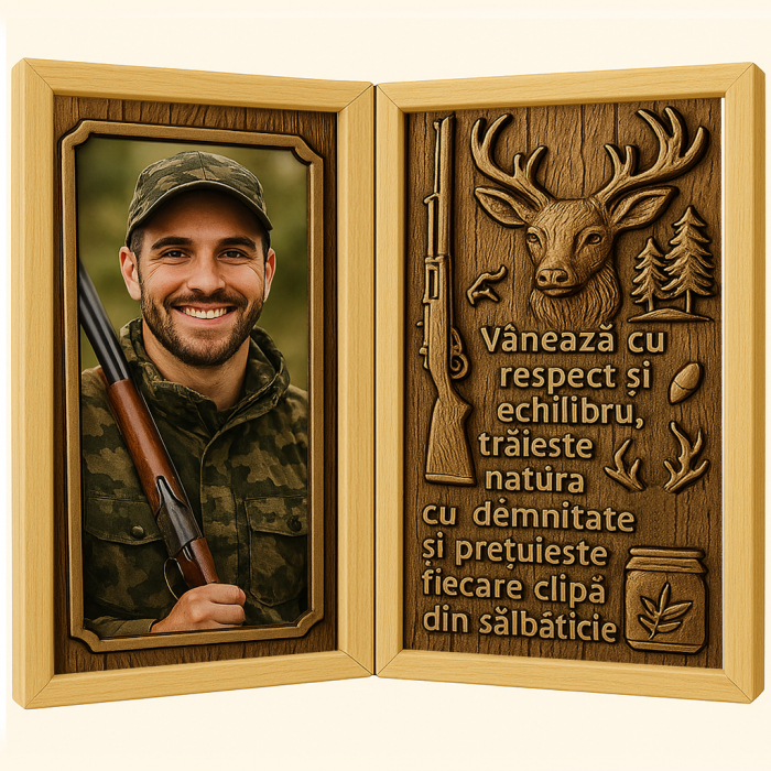 Tablou Personalizat din Lemn Tip Carte pentru Vânător [1]