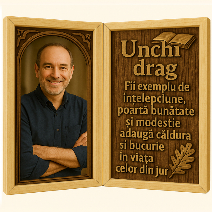 Tablou Personalizat Cadou Unchi-Carte din Lemn [1]