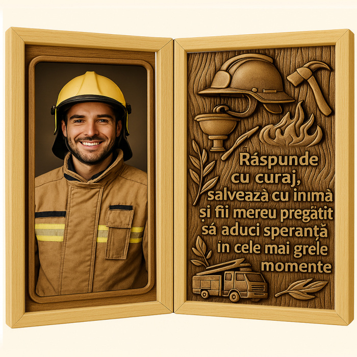 Tablou Personalizat din Lemn Tip Carte pentru Pompier [1]