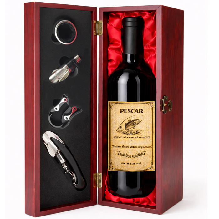 Cutie cadou cu vin personalizat pentru pescar [2]