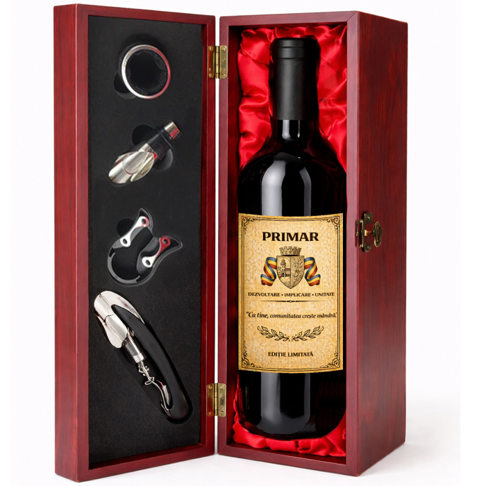 Cutie cadou cu vin personalizat pentru primar [2]