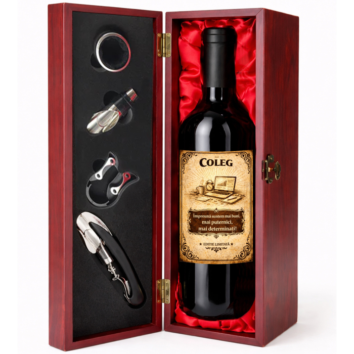 Cutie cadou cu vin personalizat pentru coleg [2]