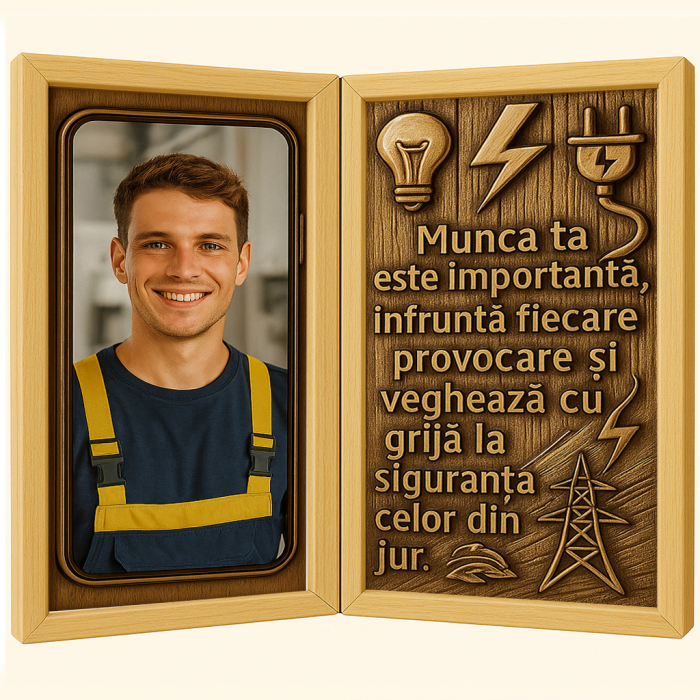 Tablou Personalizat din Lemn Tip Carte pentru Electrician [1]
