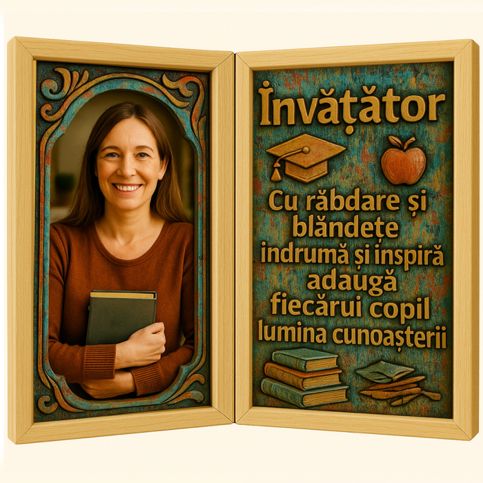 Tablou Personalizat Cadou Invatatoare-Carte din Lemn Vitange [1]
