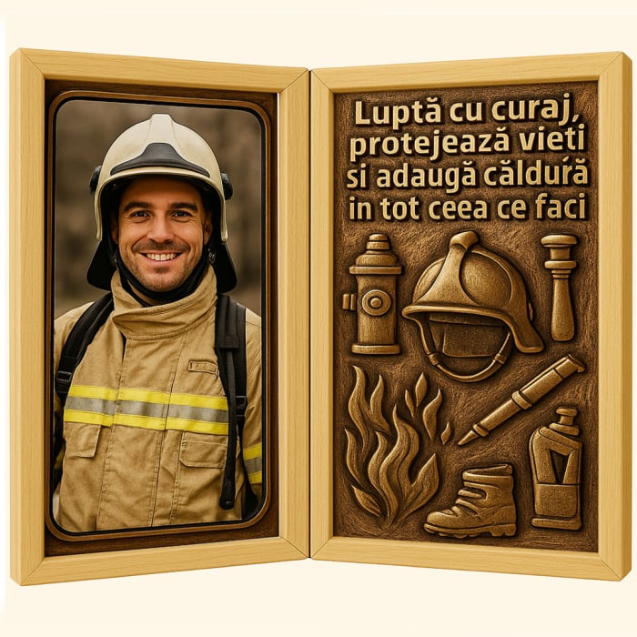 Tablou Personalizat din Lemn Tip Carte pentru Pompier [1]