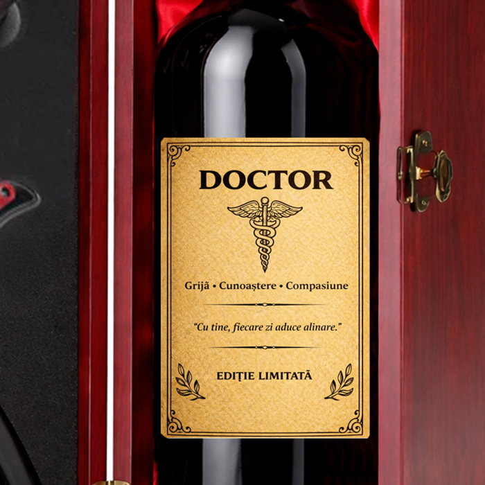 Cutie cadou cu vin personalizat pentru doctor [3]