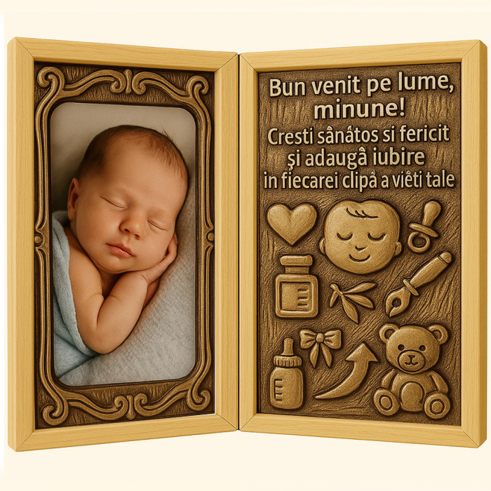 Tablou Personalizat din Lemn Tip Carte pentru Nou-Născut [1]