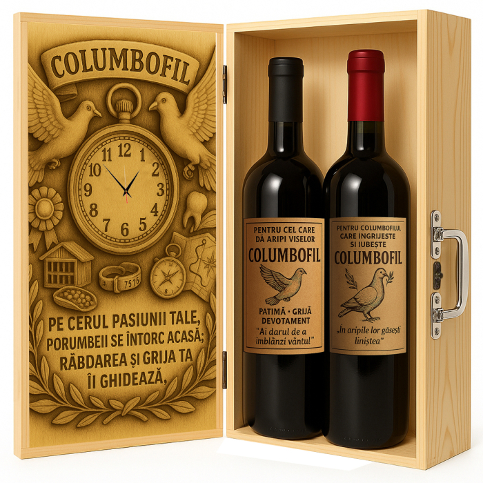 Cutie vin din lemn – cadou de lux pentru columbofil [1]