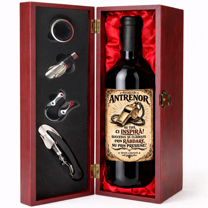 Cutie cadou cu vin personalizat pentru antrenor [2]