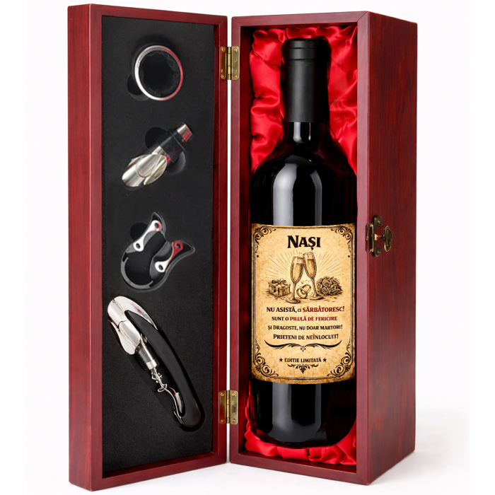Cutie cadou cu vin personalizat pentru nași [2]