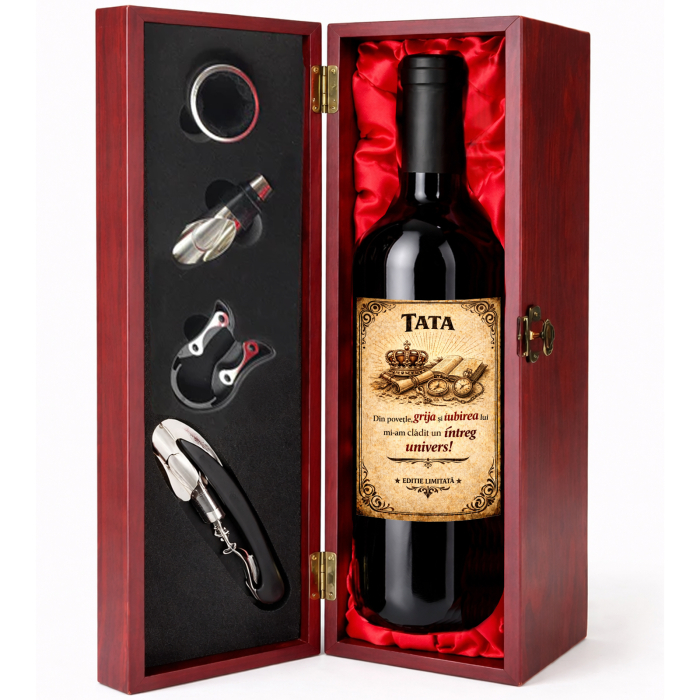 Cutie cadou cu vin personalizat pentru tată [2]