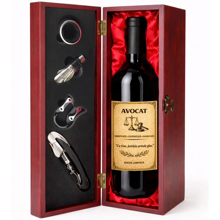 Cutie cadou cu vin personalizat pentru avocat [2]