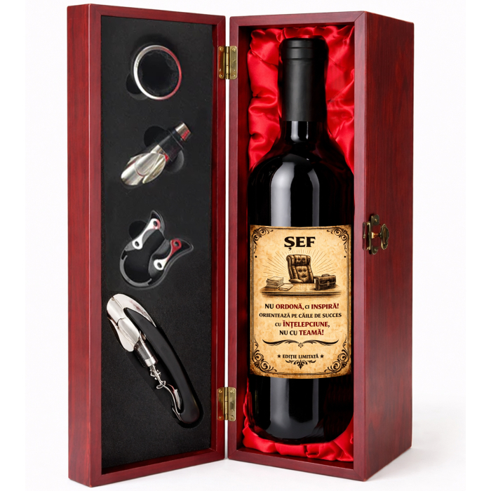 Cutie cadou cu vin personalizat pentru șef [2]