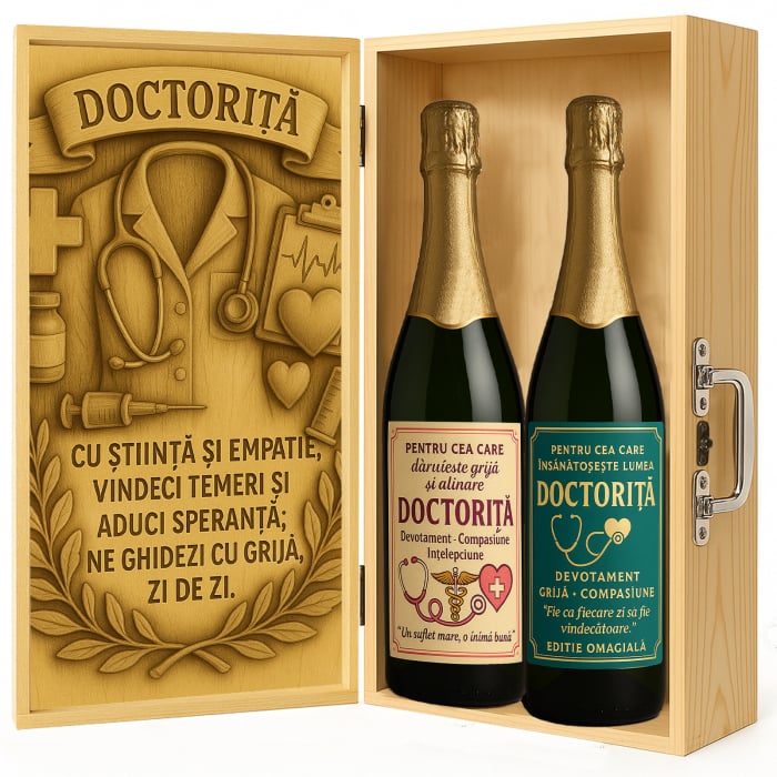 Cutie vin din lemn – cadou de lux pentru doctoriță [1]