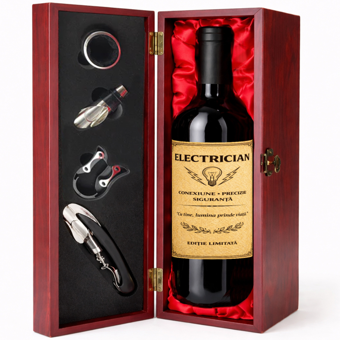 Cutie cadou cu vin personalizat pentru electrician [2]