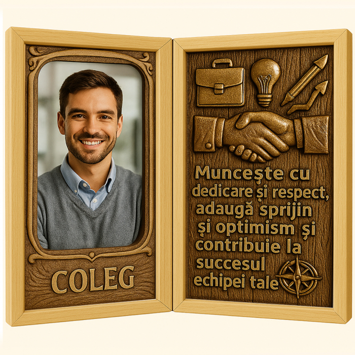 Tablou Personalizat din Lemn Tip Carte pentru Coleg [1]