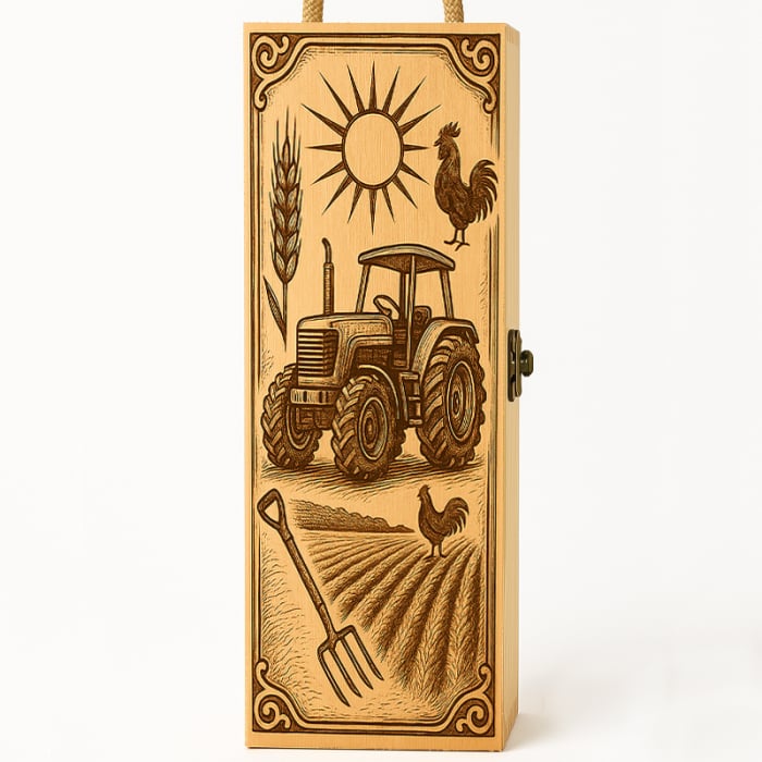 Cutie vin din lemn – cadou de lux pentru tractorist [2]