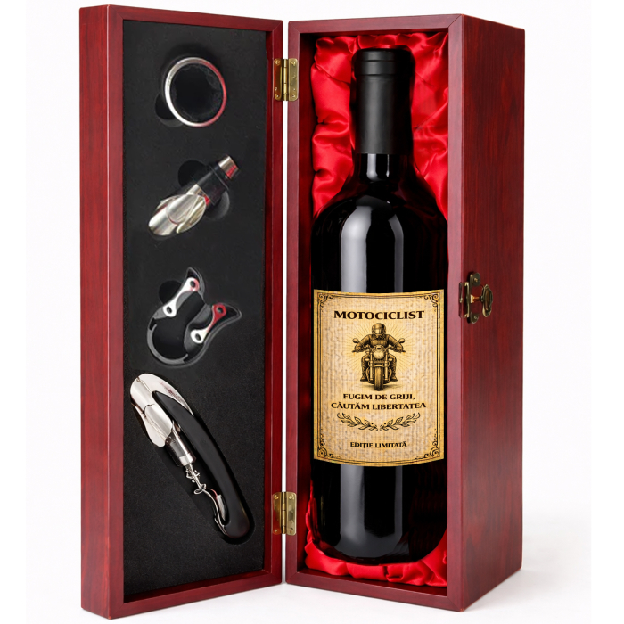 Cutie cadou cu vin personalizat pentru motociclist [2]