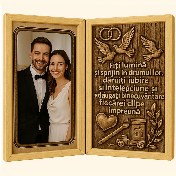 Tablou Personalizat din Lemn Tip Carte pentru Nași [1]