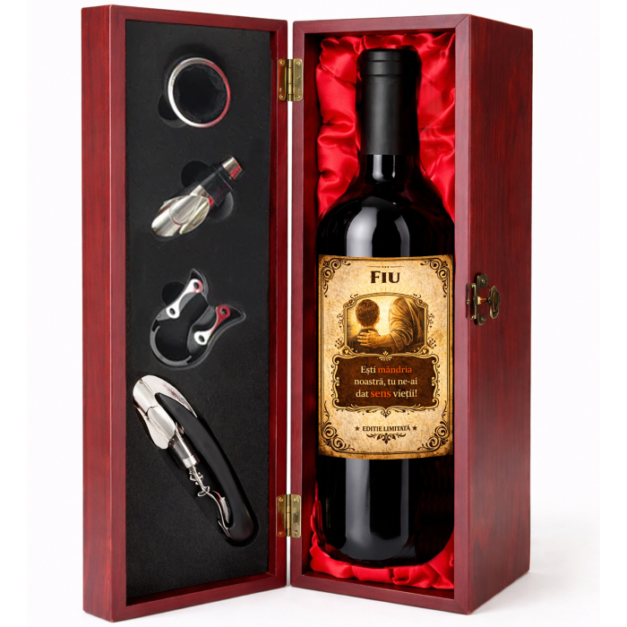 Cutie cadou cu vin personalizat pentru fiu [2]