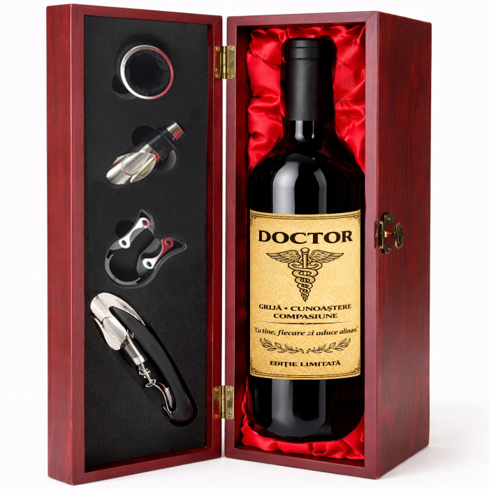 Cutie cadou cu vin personalizat pentru doctor [2]
