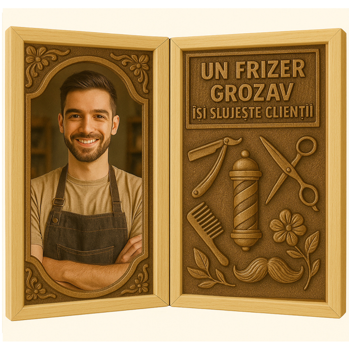 Carte din Lemn Personalizată pentru Frizer [1]