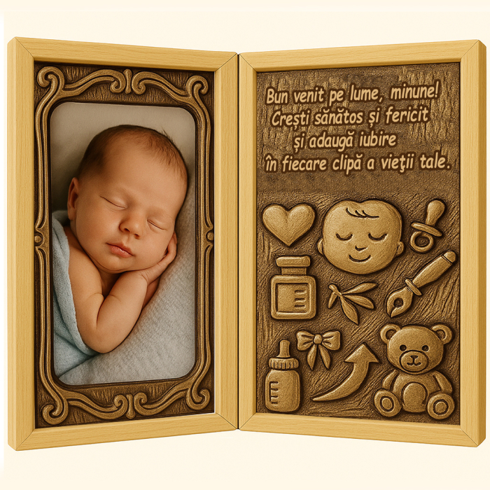 Tablou Personalizat din Lemn Tip Carte pentru Nou-Născut [1]