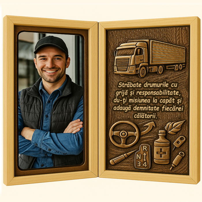 Tablou Personalizat din Lemn Tip Carte pentru Șofer de TIR [1]