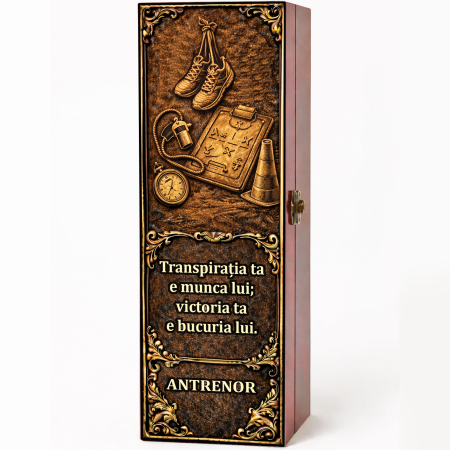 Cutii Vin Mahon - Cutie cadou cu vin personalizat pentru antrenor