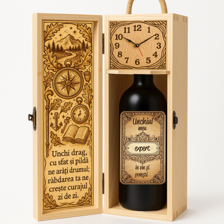 Cutii Vin de Lux - Cutie vin din lemn – cadou de lux pentru unchi